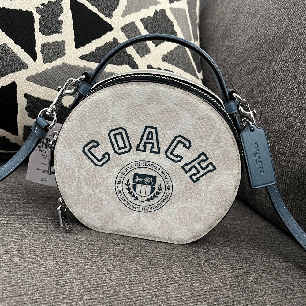 NWT Coach CB870 Canteen Crossbody In Signature Canvas Varsity Motif Chalk Indigo